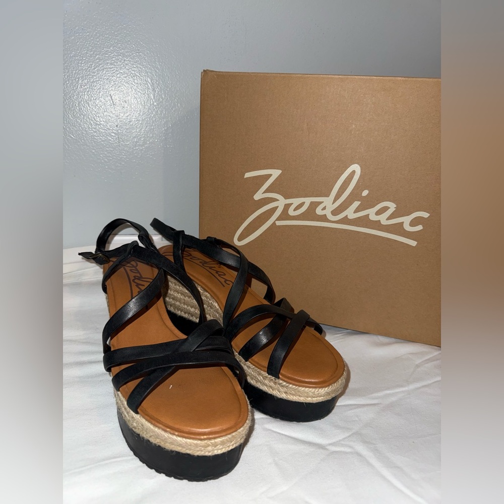 Zodiac Platform Sandals Yolanda Leather Wedges Espadrille’s Size 9 1/5